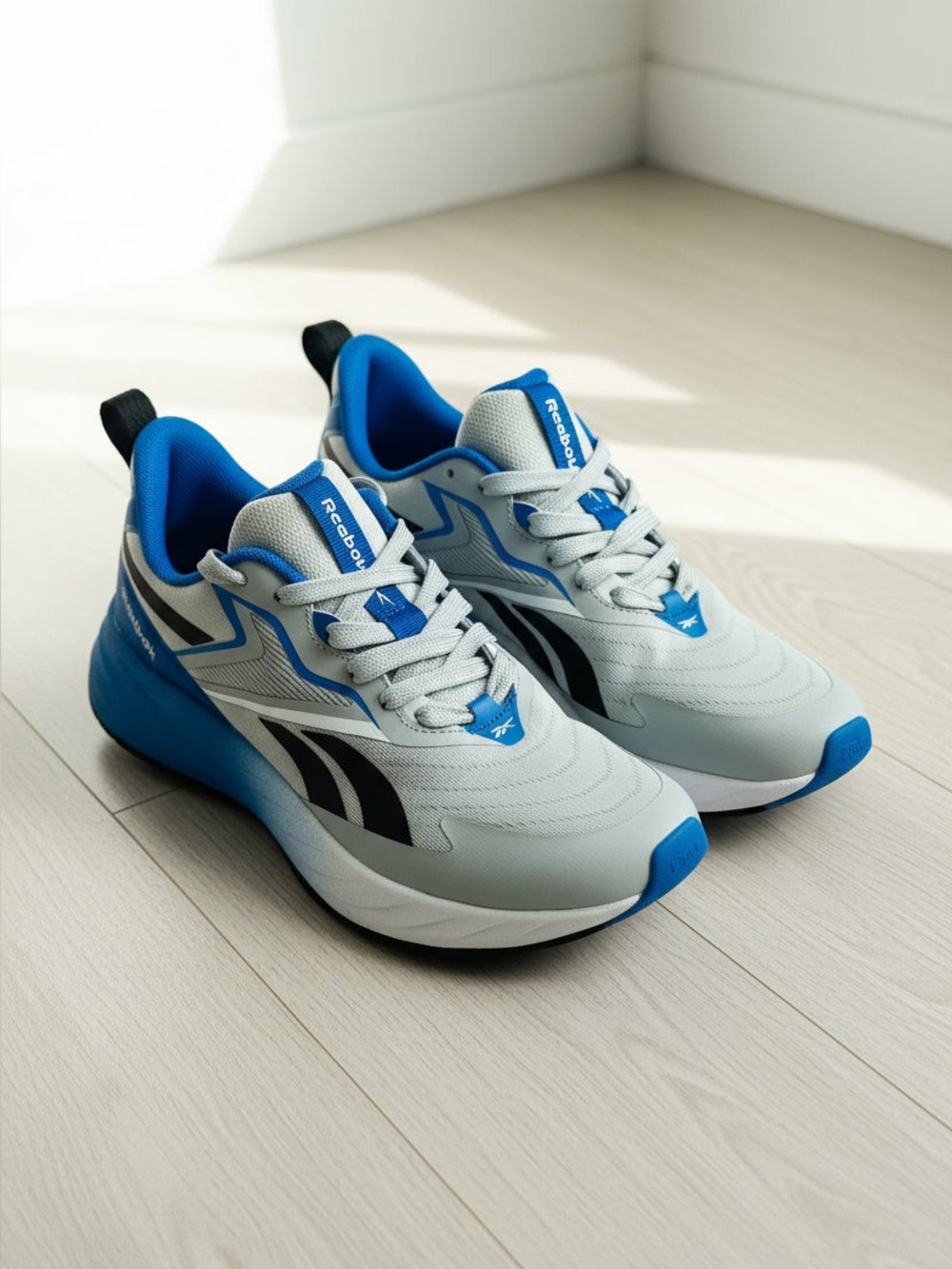 Reebox Men's Light Gray and Blue Athletic Running Shoes - Picture 1 of 11